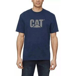 CAT Men's XXL Navy Blue Logo T-Shirt 100% Cotton Casual Short Sleeve K1096